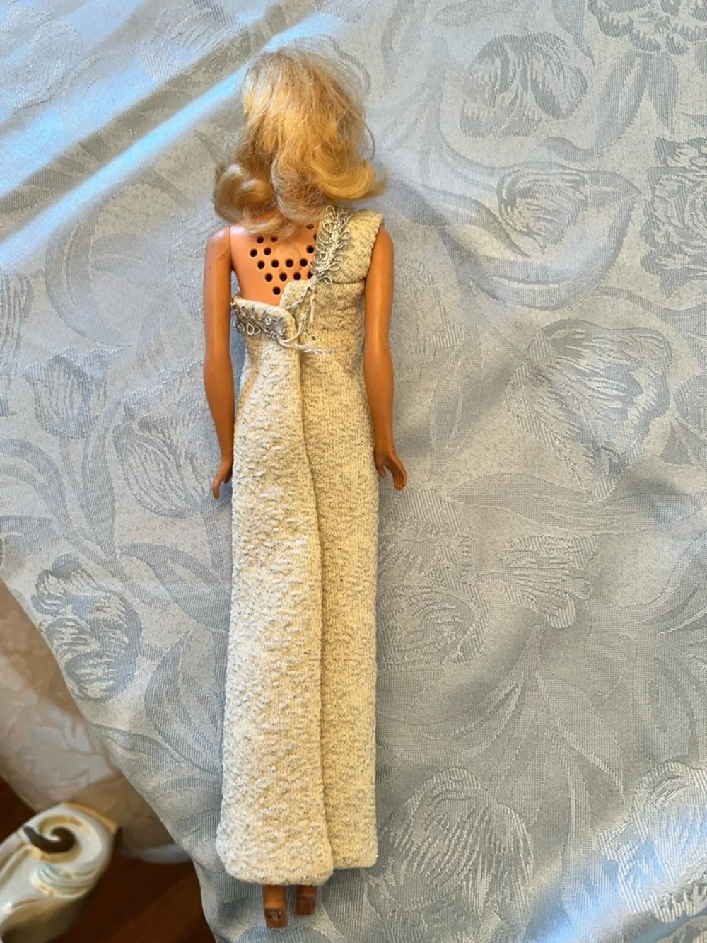 Rare find vintage 1967 talking Barbie Classic One-Shoulder Cream Maxi Dress